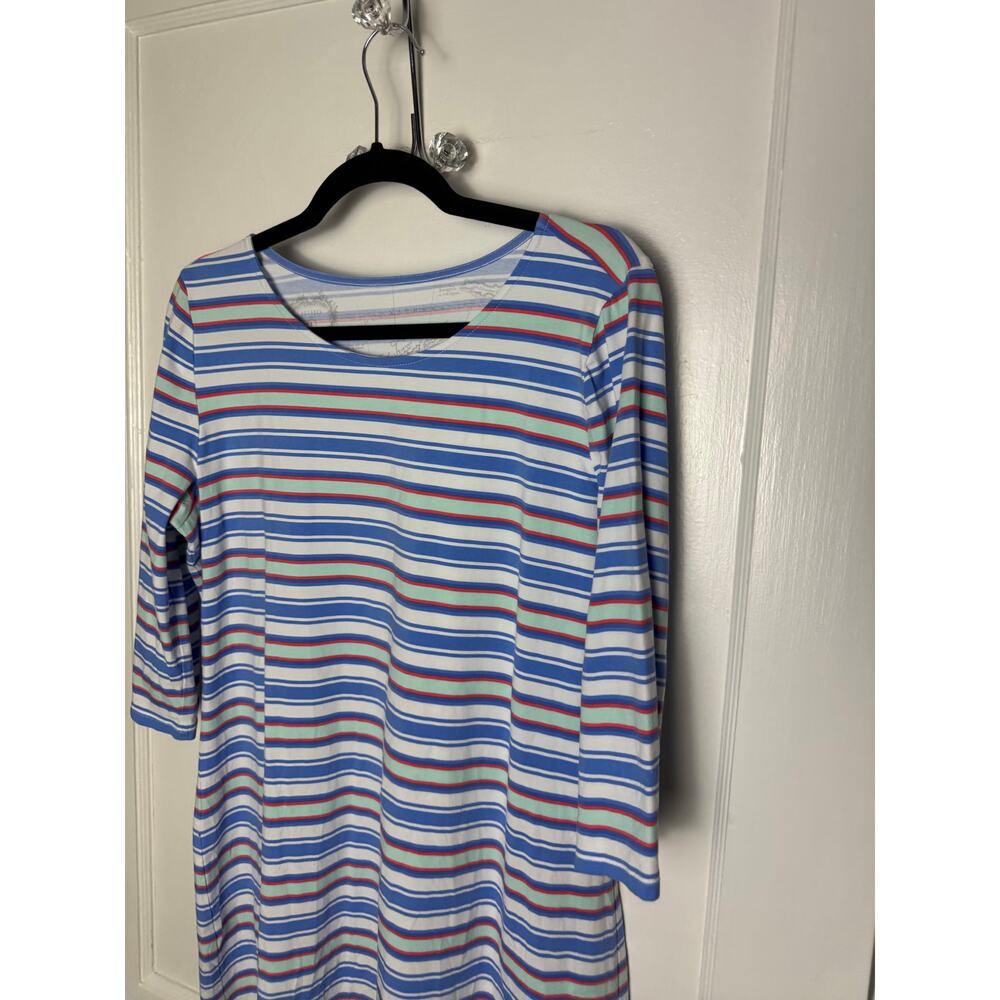 Hiho Dress Large Nautical Blue Striped 3/4 Sleeves Preppy Chic Summer Coastal - Picture 2 of 6
